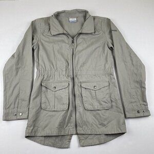 Columbia Field Jacket Youth Girls L(14-16) Canvas Lightweight Full Zip Beige